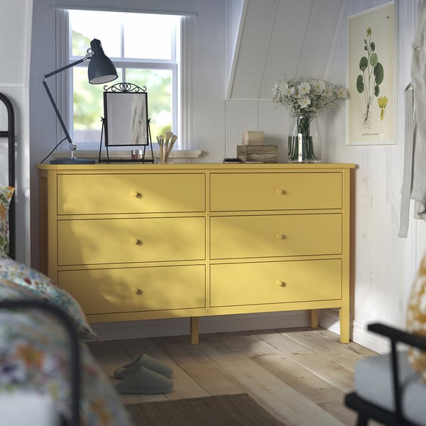 GULLABERG Chest of 6 drawers, yellow, 168x48x100 cm