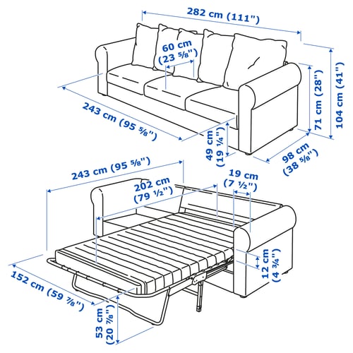 HÄRLANDA 3seat sofabed medium grey IKEA
