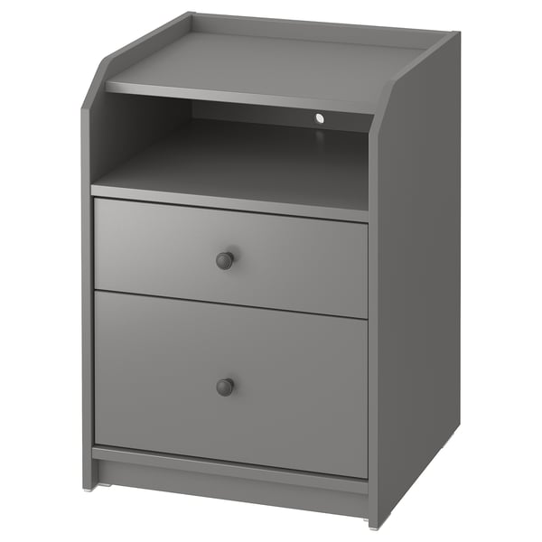 HAUGA Chest of 2 drawers, grey, 50x46x68 cm