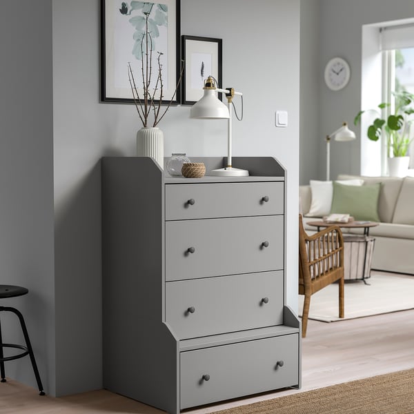 HAUGA Chest of 4 drawers, grey, 70x104 cm
