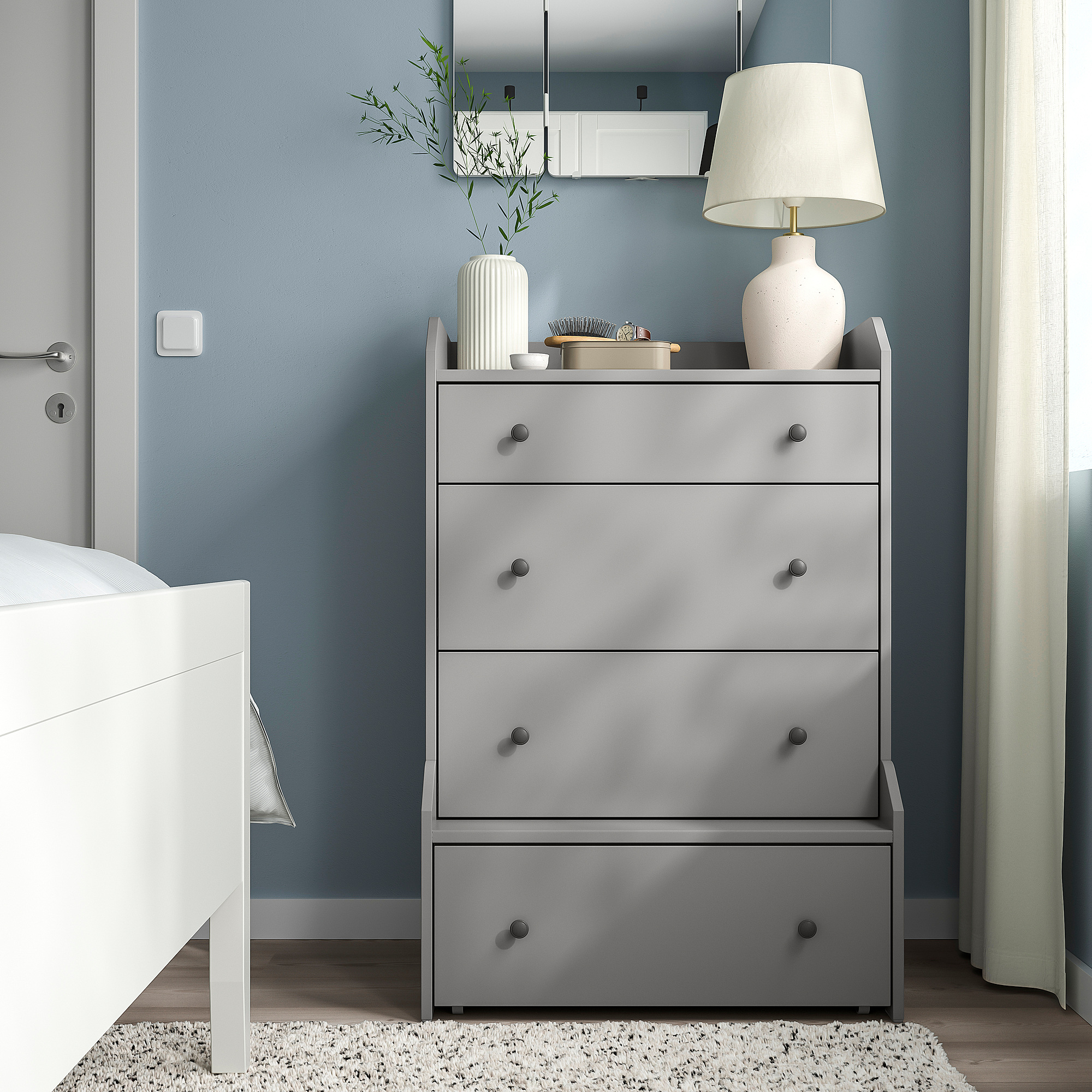 HAUGA Chest of 4 drawers, grey, 70x104 cm