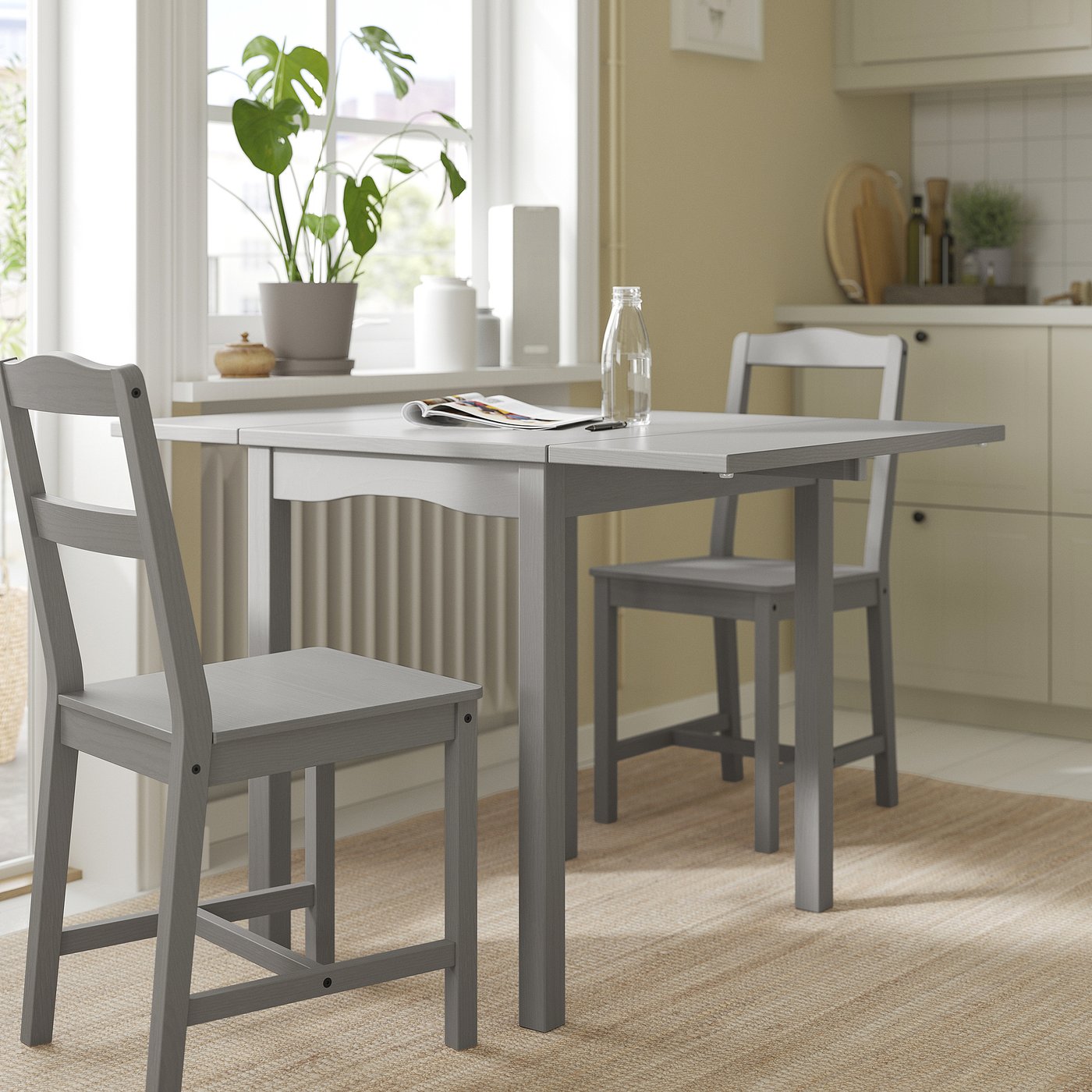 IKEA HAUGA テーブル HAUGA ハウガ テーブル, グレー/バーチ材突き板, 168x74 cm - IKEA