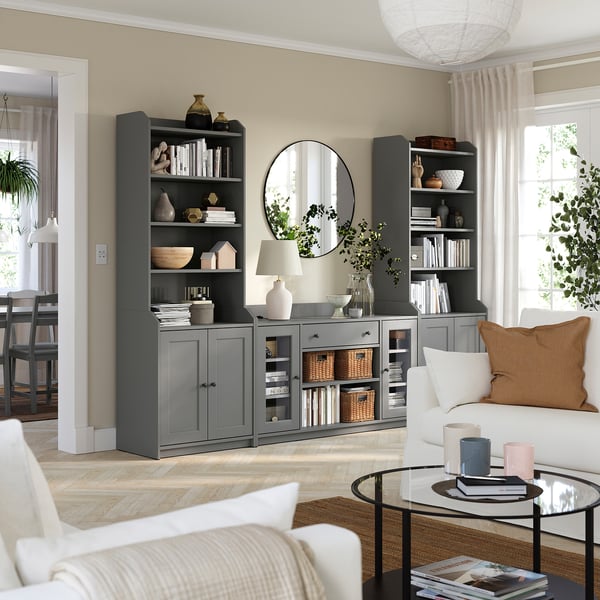 HAUGA Storage combination, grey, 279x46x199 cm