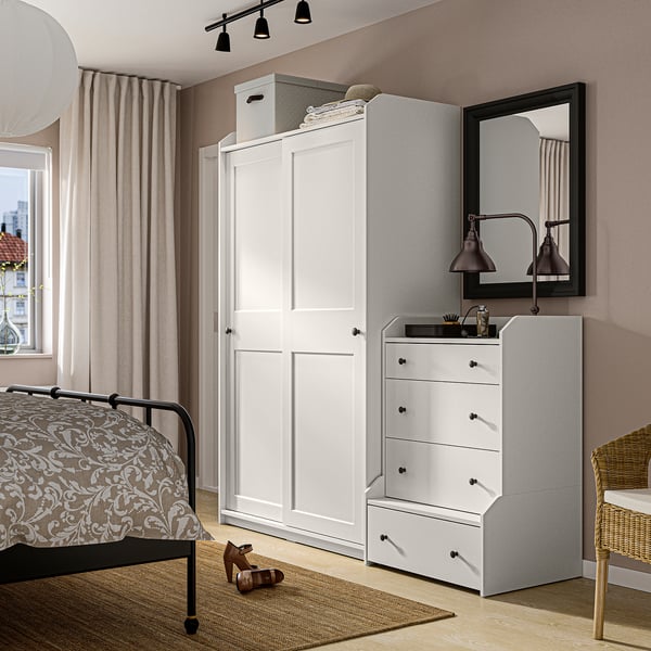HAUGA Storage combination with drawers, white, 188x55x199 cm
