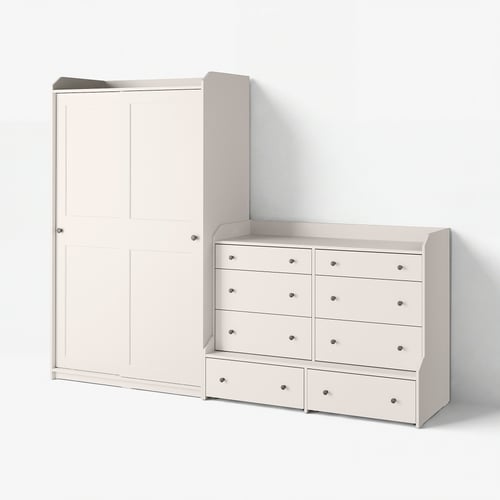 HAUGA Storage combination with drawers, white, 256x55x199 cm