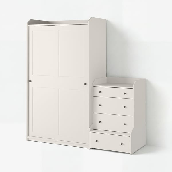 HAUGA Storage combination with drawers, white, 188x55x199 cm