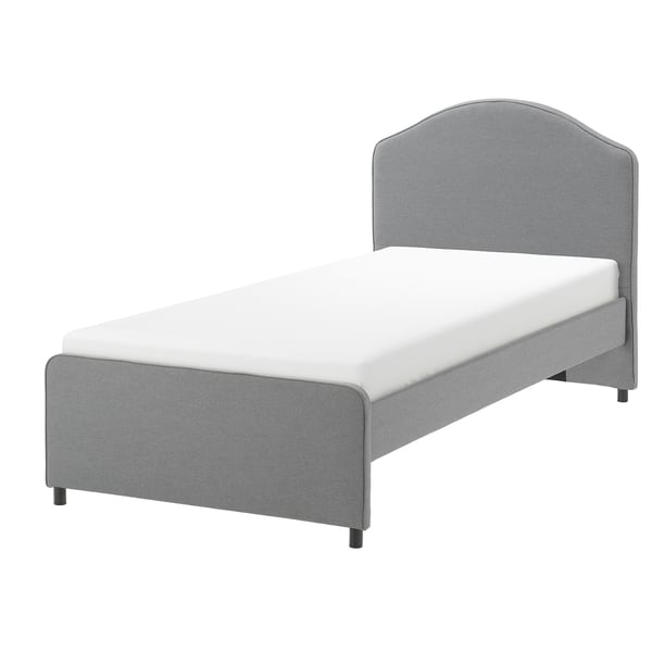 HAUGA Upholstered bed frame, Vissle grey, Twin