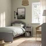 HAUGA Upholstered bed frame, Vissle grey, Twin