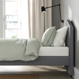 HAUGA Upholstered bed frame, Vissle grey, Twin