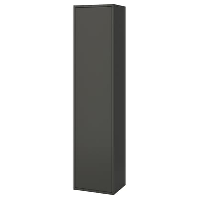 HAVBÄCK High cabinet with door, dark grey, 46x38x196 cm