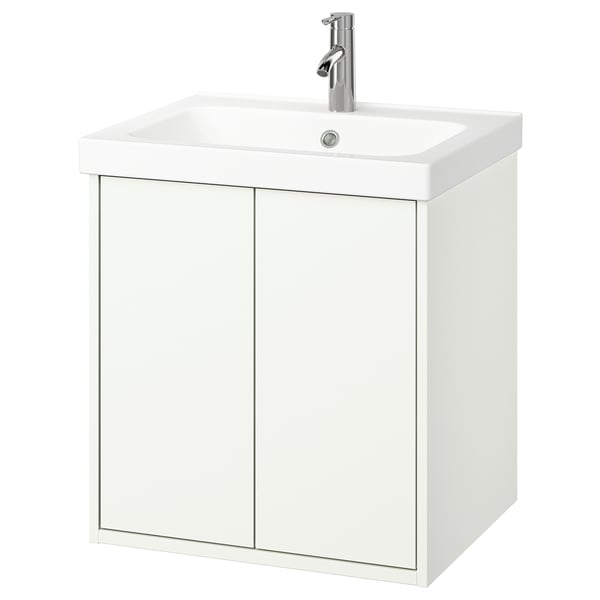HAVBÄCK / ORRSJÖN Wash-stnd w doors/wash-basin, white, 64x55x70 cm