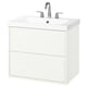 HAVBÄCK white bathroom vanity, modern design with 2 drawers, chrome tap, ceramic sink.