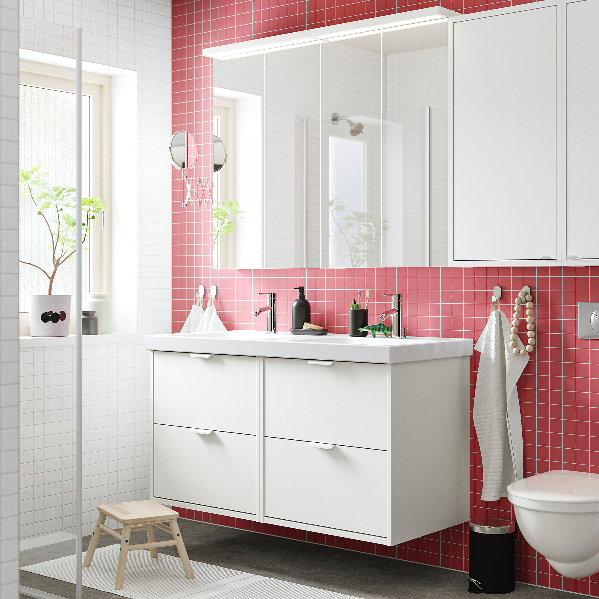 HAVBÄCK Wall cabinet with door, white, 46x15x94 cm