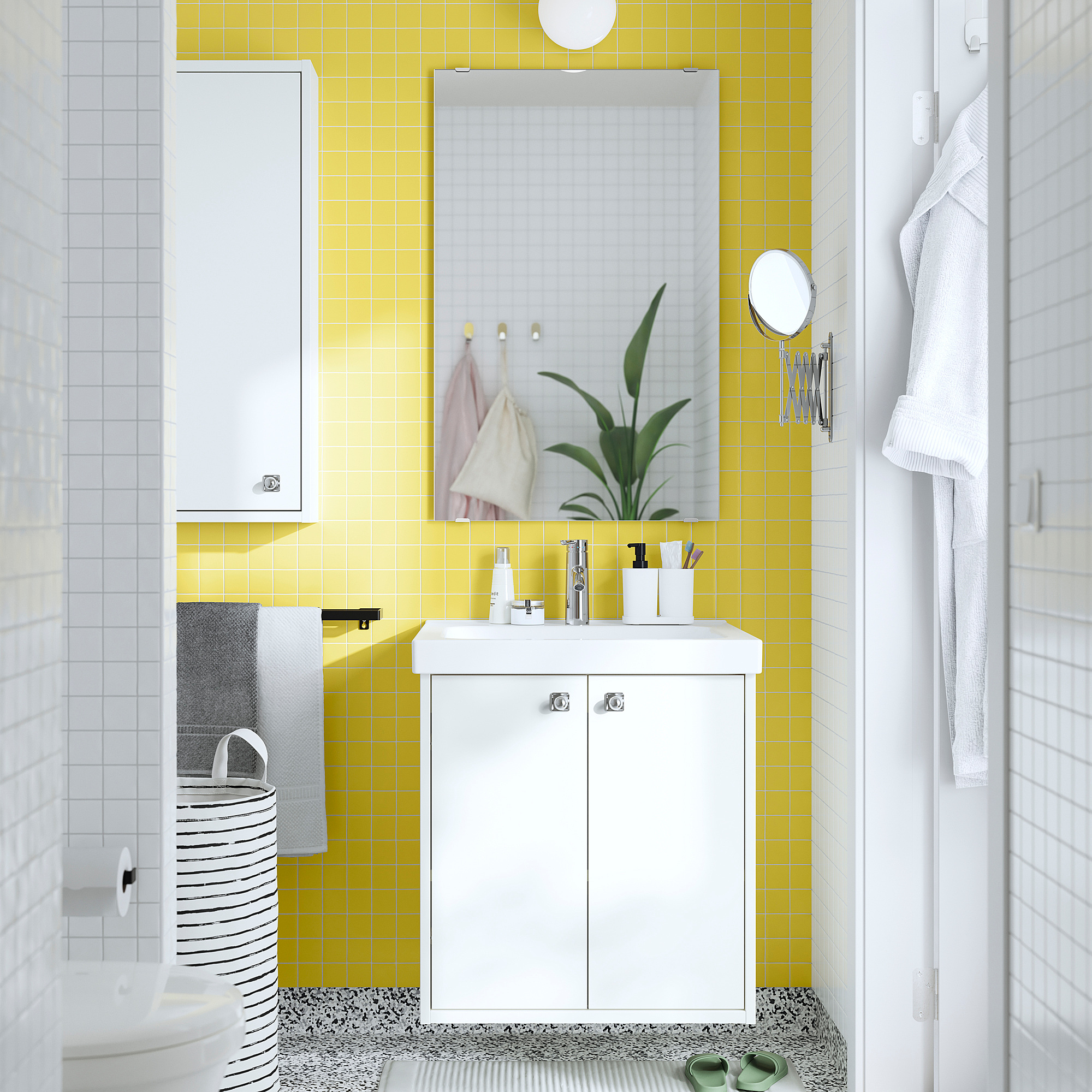 HAVBÄCK Wash-stand with doors, white, 61x53x64 cm