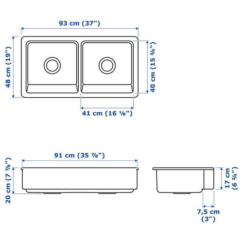 Illustration with measurements for the product: HAVSEN.