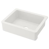A white HAVSEN sink with a smooth, rectangular design and rounded corners, made of ceramics.