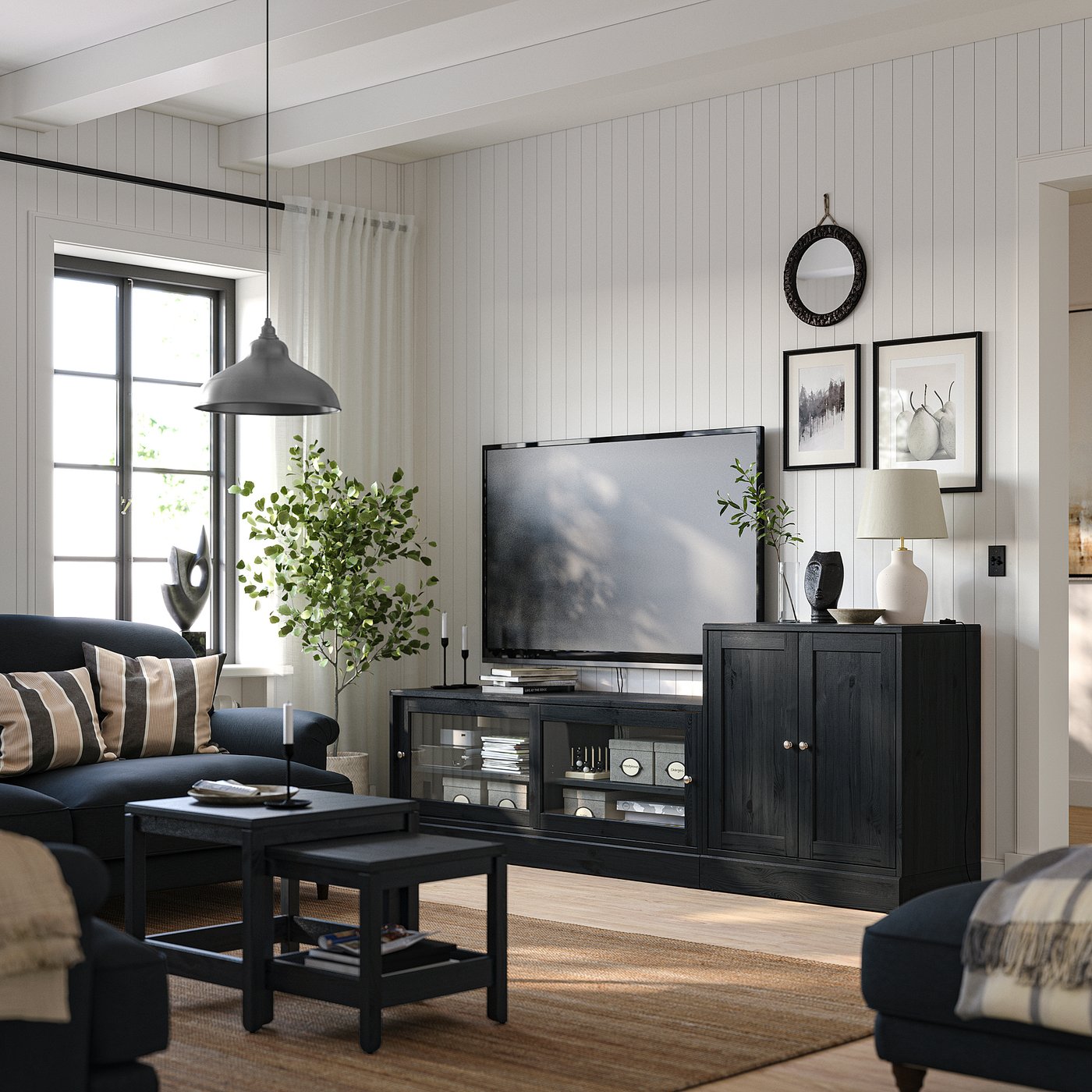 HAVSTA TV storage combination, black, 241x47x89 cm - IKEA