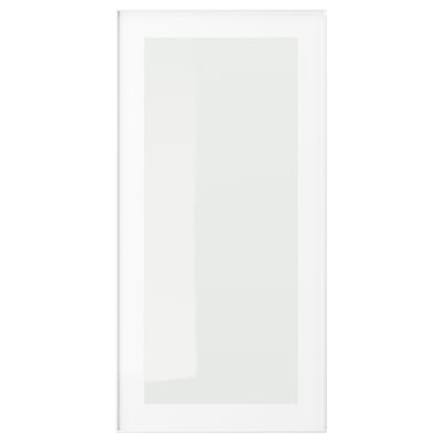HEJSTA Glass door, white/clear glass, 38x76 cm