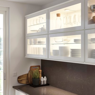 HEJSTA Glass door, white/clear glass, 46x76 cm