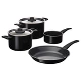 HEMLAGAD 6-piece cookware set, non-stick coating black