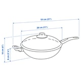HEMLAGAD Wok with lid, non-stick coating black, 28 cm