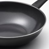 HEMLAGAD Wok with lid, non-stick coating black, 28 cm
