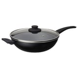 HEMLAGAD Wok with lid, non-stick coating black, 28 cm