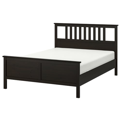 HEMNES pine bed, dark brown, minimalist design