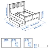 HEMNES Bed frame with 2 storage boxes, white stain/Luröy, Queen