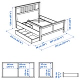 HEMNES Bed frame with 2 storage boxes, white stain, King