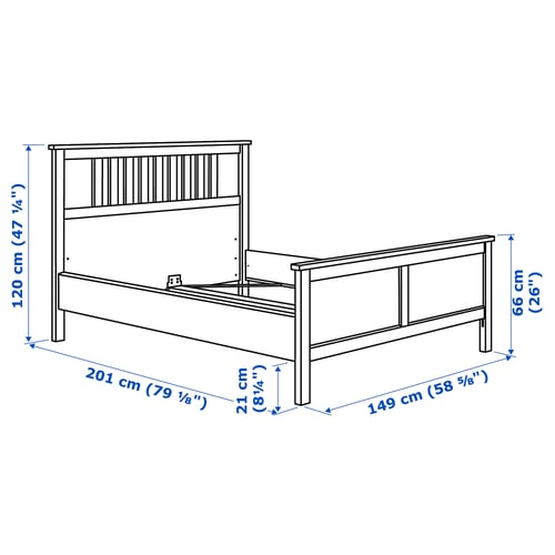 Illustration with measurements for the product: HEMNES.