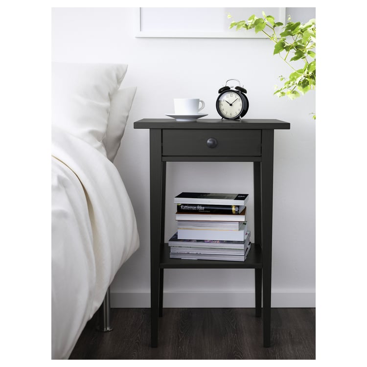 HEMNES bedside table, blackbrown, 46x35 cm IKEA