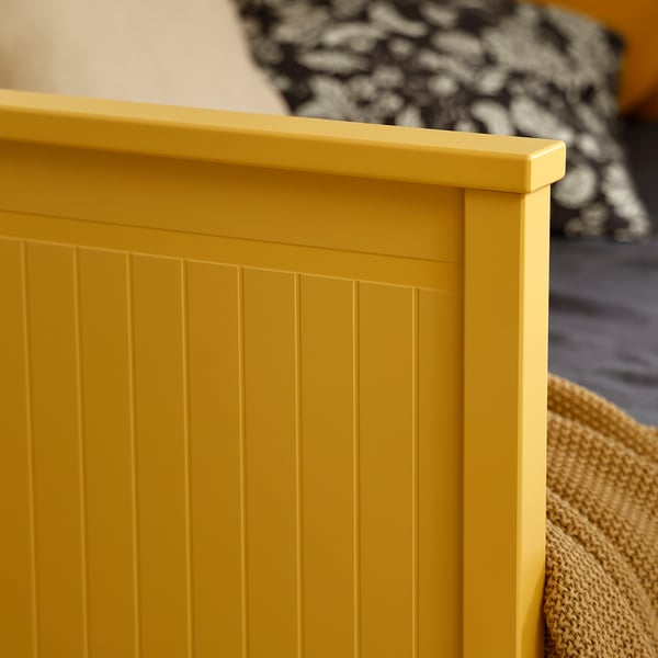 HEMNES Day-bed w 3 drawers/2 mattresses, yellow/Åsvang medium firm, Twin