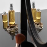 HEMNES Dressing table with mirror, black-brown, 110x45 cm