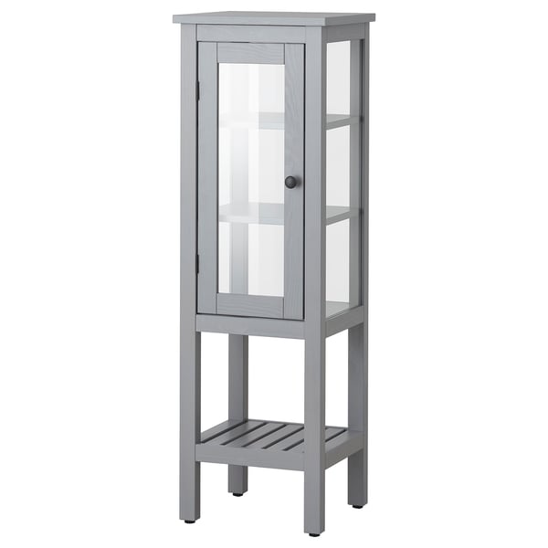 hemnes high cabinet with glass door grey 42x38x131 cm ikea