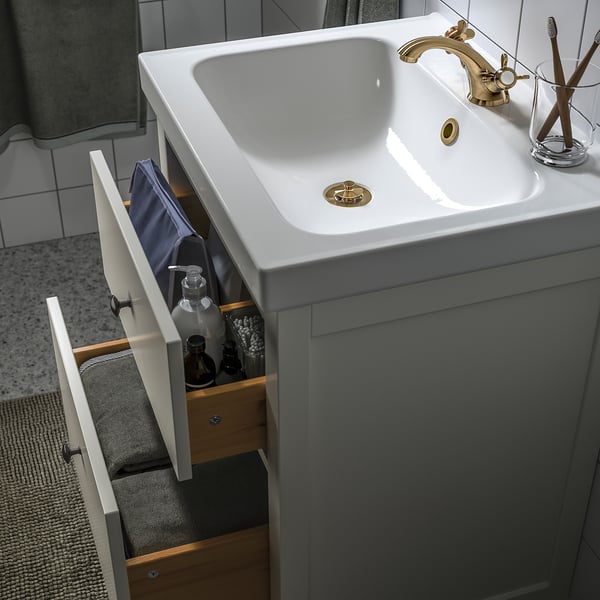 HEMNES / ORRSJÖN Wash-stnd w drawers/wash-basin, white, 64x55x89 cm