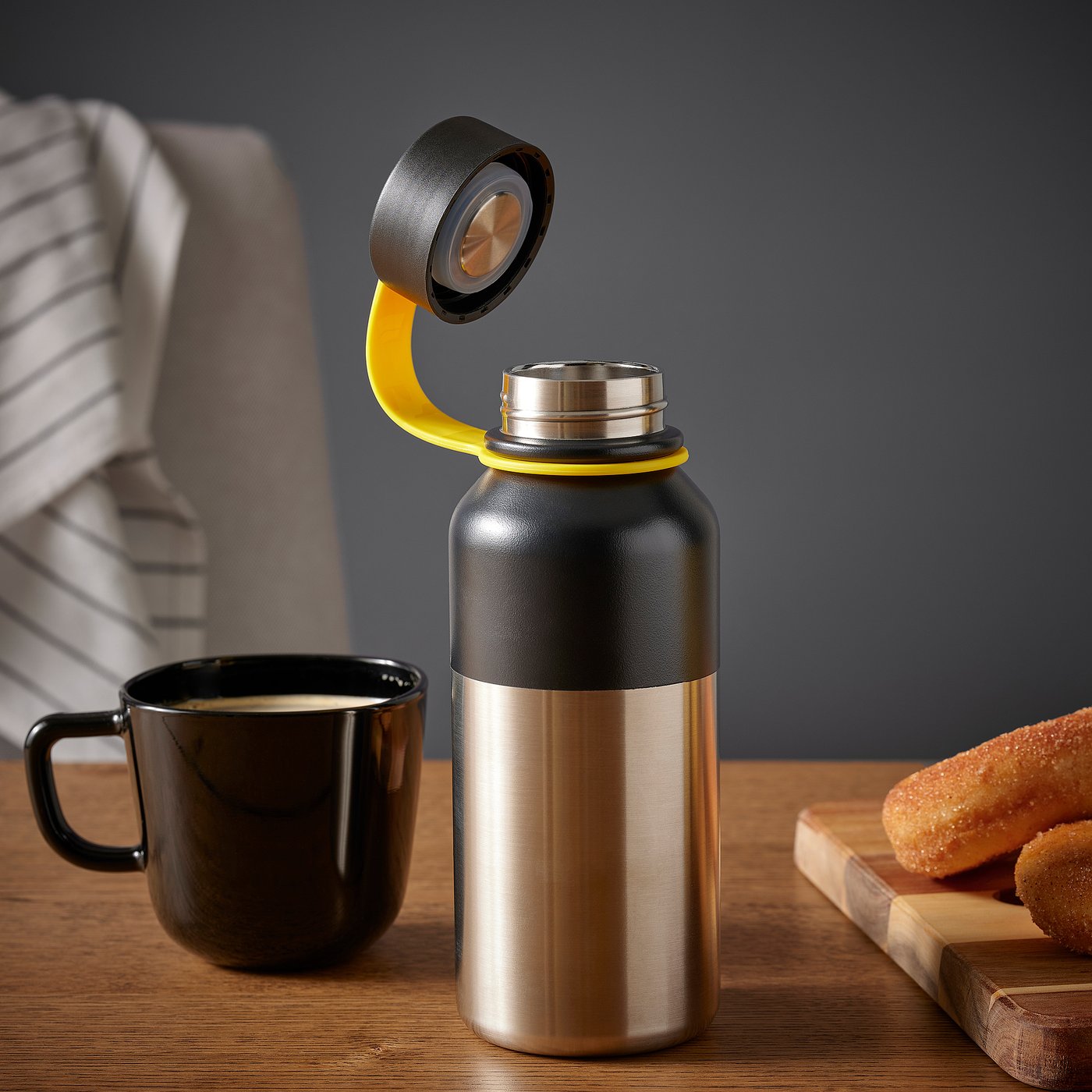HETLEVRAD insulated flask, stainless steel/black, l IKEA - Main Image