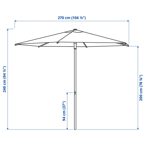 Illustration with measurements for the product: HÖGÖN.