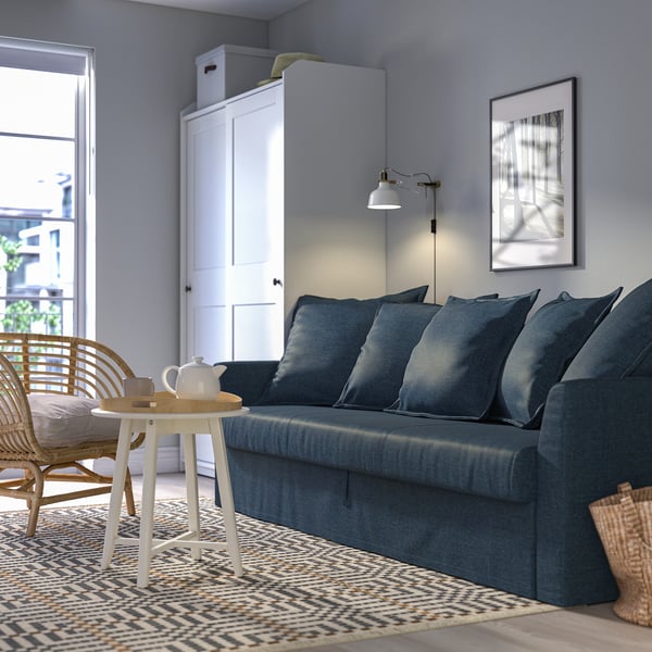 HOLMSUND 3-seat sofa bed, Kilanda dark blue