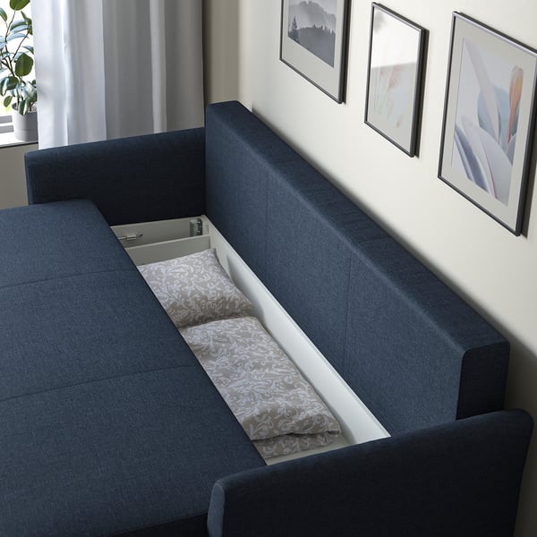 HOLMSUND 3-seat sofa bed, Kilanda dark blue