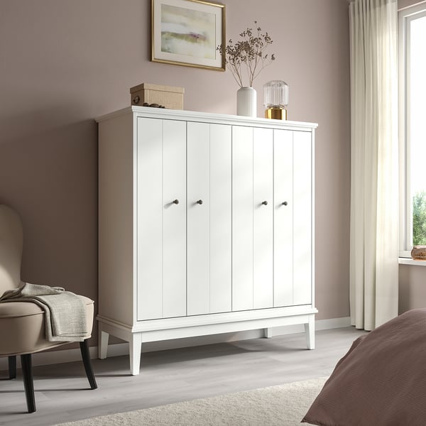 IDANÄS Cabinet with bi-folding doors, white, 121x135 cm
