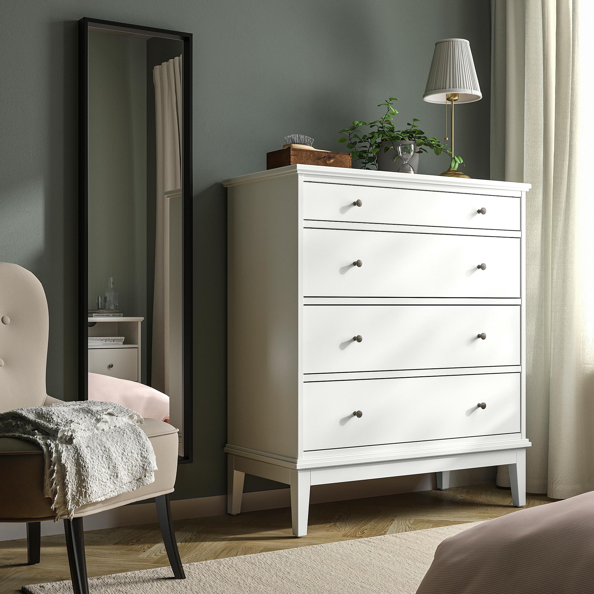 IDANÄS Chest of 4 drawers, white, 104x50x118 cm