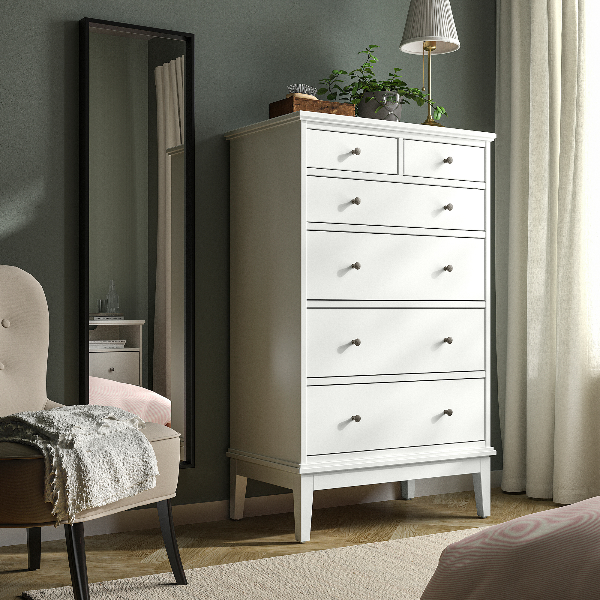 IDANÄS Chest of 6 drawers, white, 84x50x135 cm