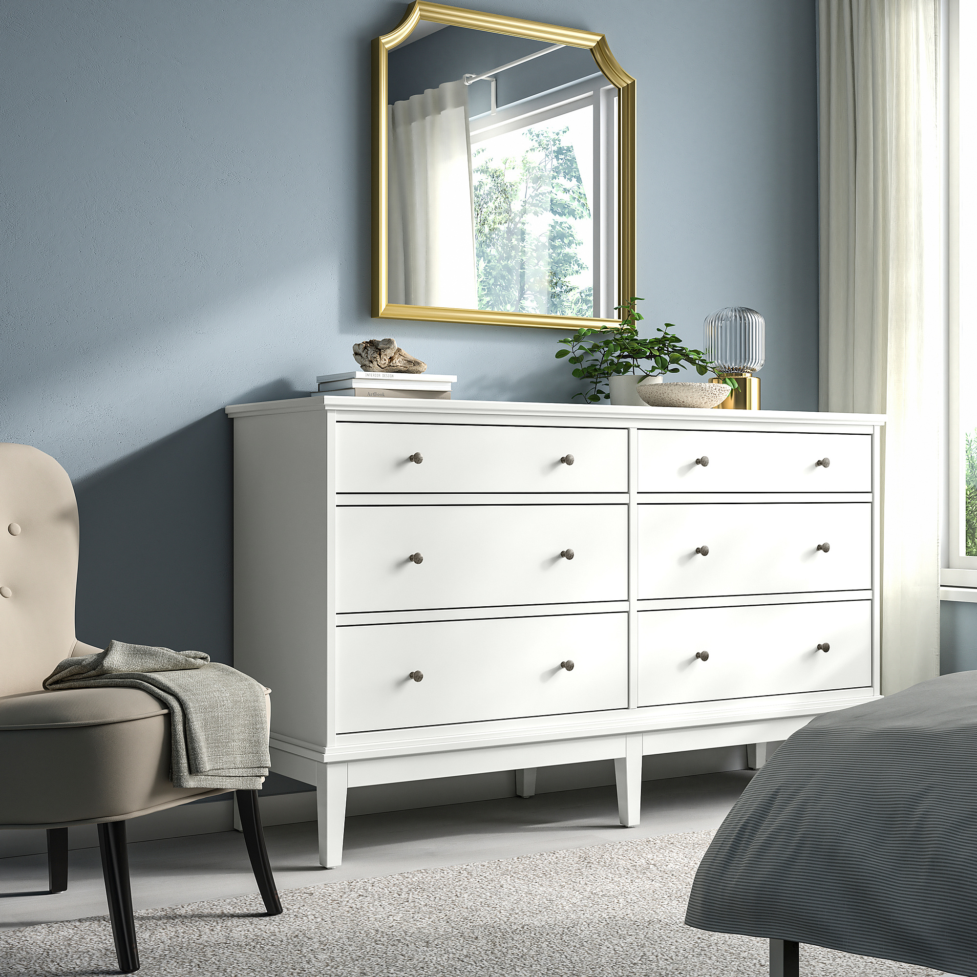 IDANÄS Chest of 6 drawers, white, 162x50x95 cm