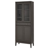 IDANÄS High cabinet w gls-drs and 1 drawer, dark brown stained, 81x39x211 cm