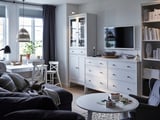 IDANÄS High cabinet w gls-drs and 1 drawer, white, 81x39x211 cm