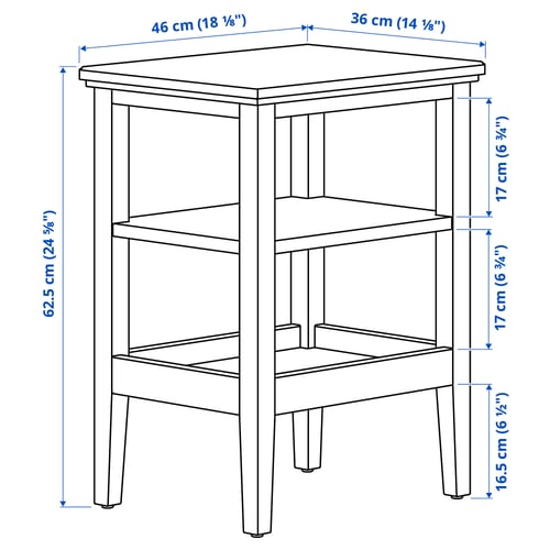 Illustration with measurements for the product: IDANÄS.