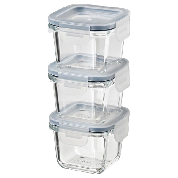 IKEA 365+ Food container with lid, square/glass, 180 ml