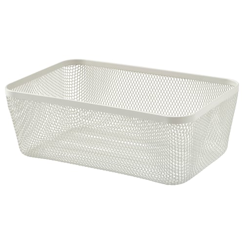 IKEA 365+, white mesh basket, rectangular, steel and polyester, airy design for food storage.