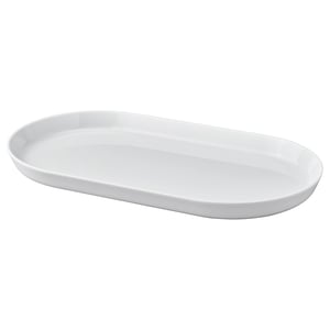 White oval porcelain serving plate by IKEA 365+, sleek and stackable design.